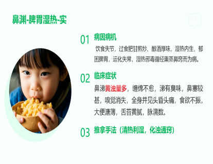 鼻渊（鼻窦炎）：脾胃湿热