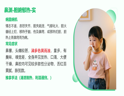 鼻渊（鼻窦炎）：胆腑郁热